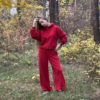 Брюки палаццо широкие в красном цвете